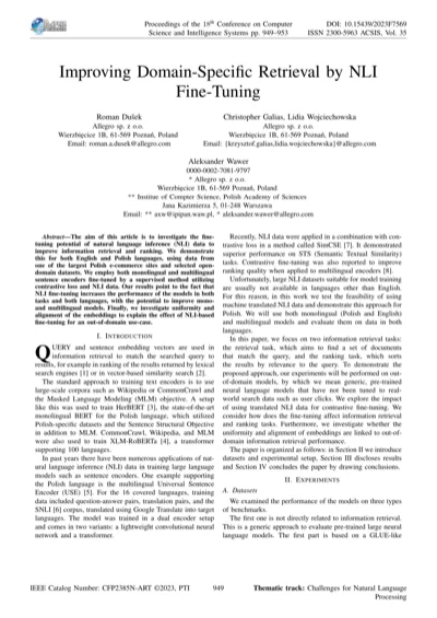 Improving Domain-Specific Retrieval by NLI Fine-Tuning